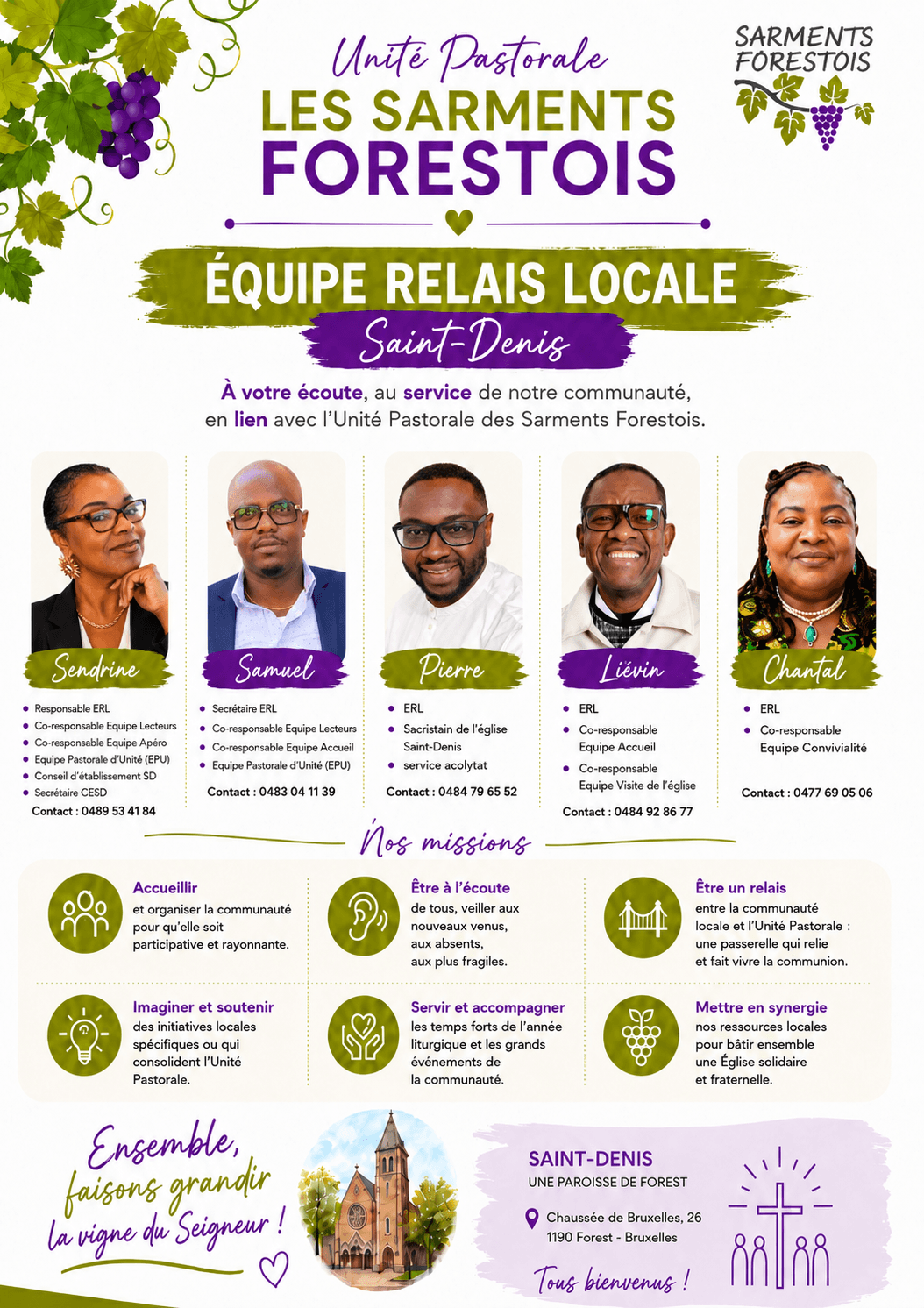 Affiche de l’équipe relais locale de Saint-Denis présentant ses membres et ses missions