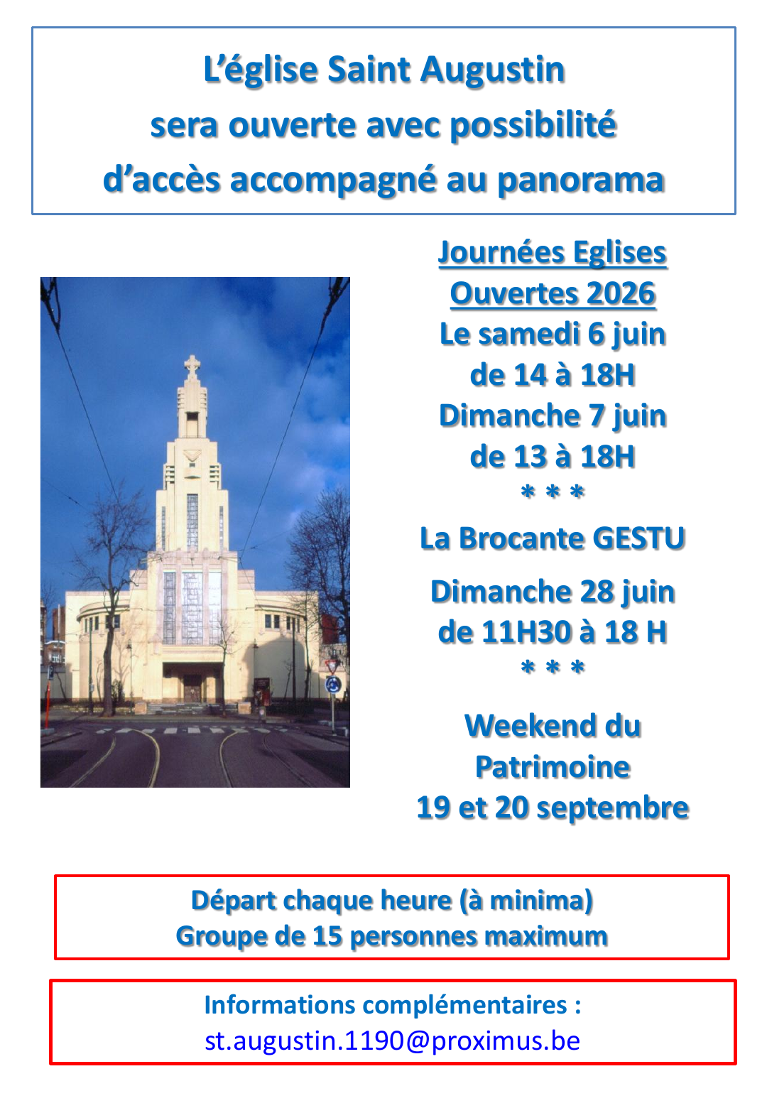 Affiche des visites 2026 de l’église Saint-Augustin